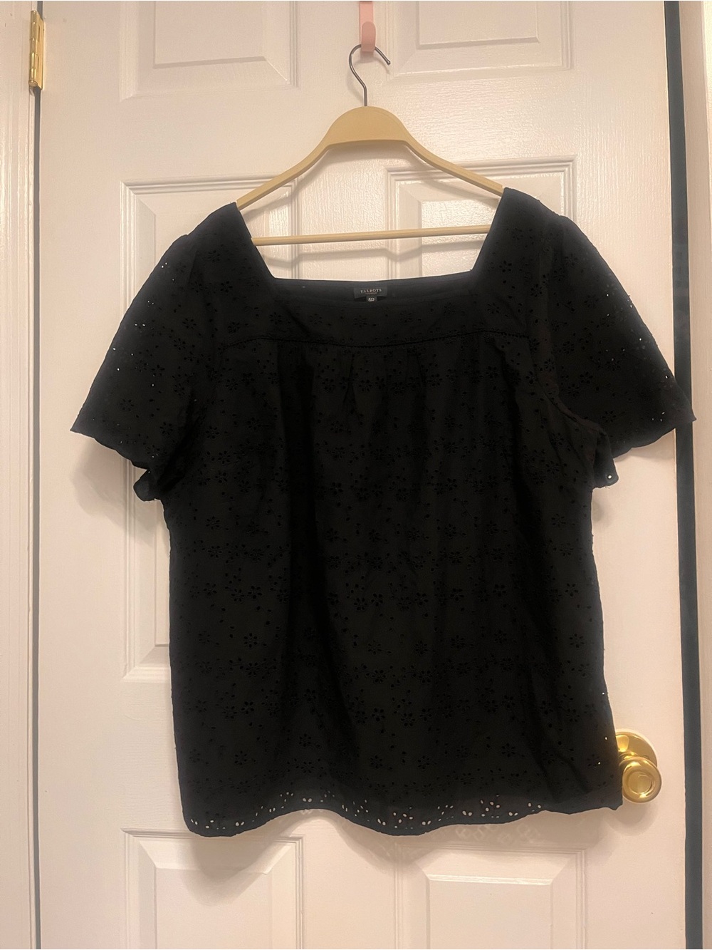 Talbots Black Eyelet Square-Neck Blouse XXLP